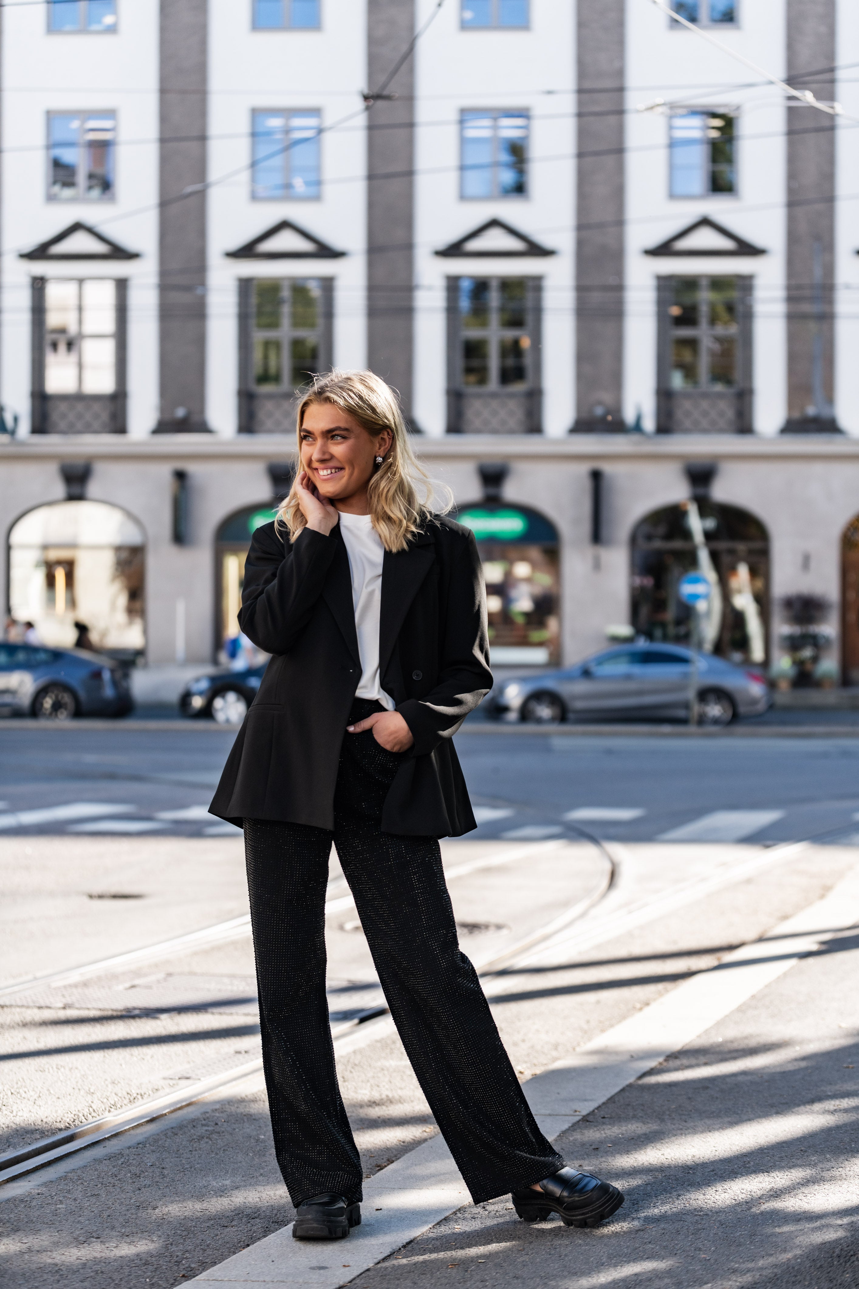 VMTESSA Rhinestones Jeans - Black Denim